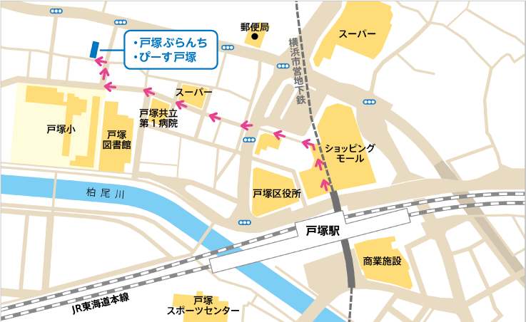 横浜市戸塚地域療育センター、ぶらんちスペースの地図