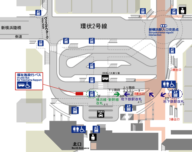 新横浜駅の送迎バス乗り場　地図1